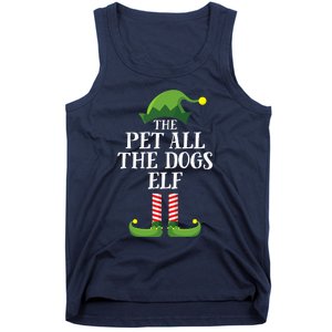 Pet All The Dogs Elf Matching Family Group Christmas Pajama Tank Top