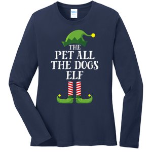 Pet All The Dogs Elf Matching Family Group Christmas Pajama Ladies Long Sleeve Shirt