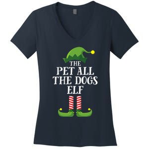 Pet All The Dogs Elf Matching Family Group Christmas Pajama Women's V-Neck T-Shirt