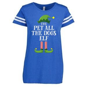 Pet All The Dogs Elf Matching Family Group Christmas Pajama Enza Ladies Jersey Football T-Shirt