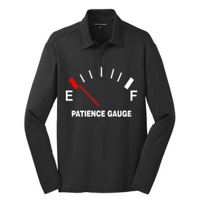 Patience Gauge Nearly Empty Silk Touch Performance Long Sleeve Polo