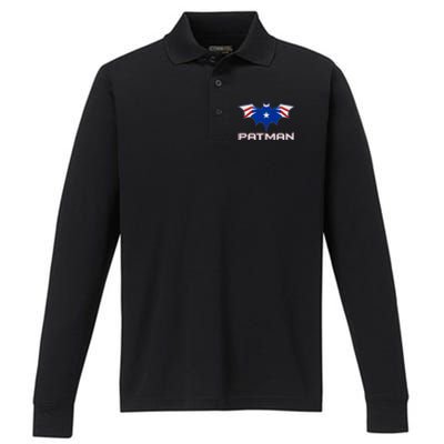 Patman New England Football Batman Logo Performance Long Sleeve Polo