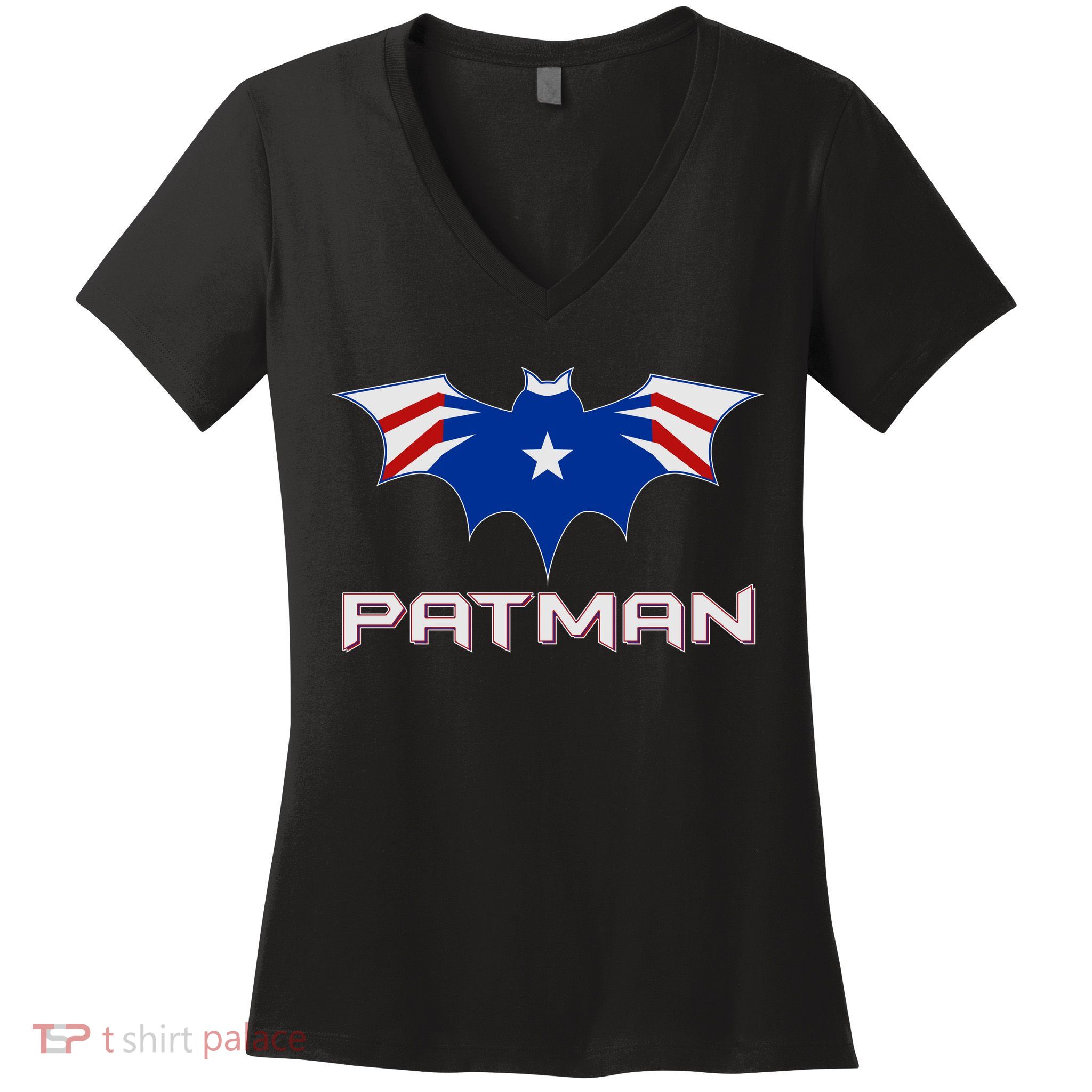 Patman New England Football Batman Logo Women's V-Neck T-Shirt