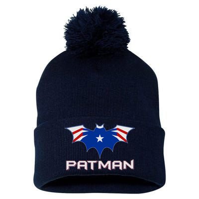 Patman New England Football Batman Logo Pom Pom 12in Knit Beanie