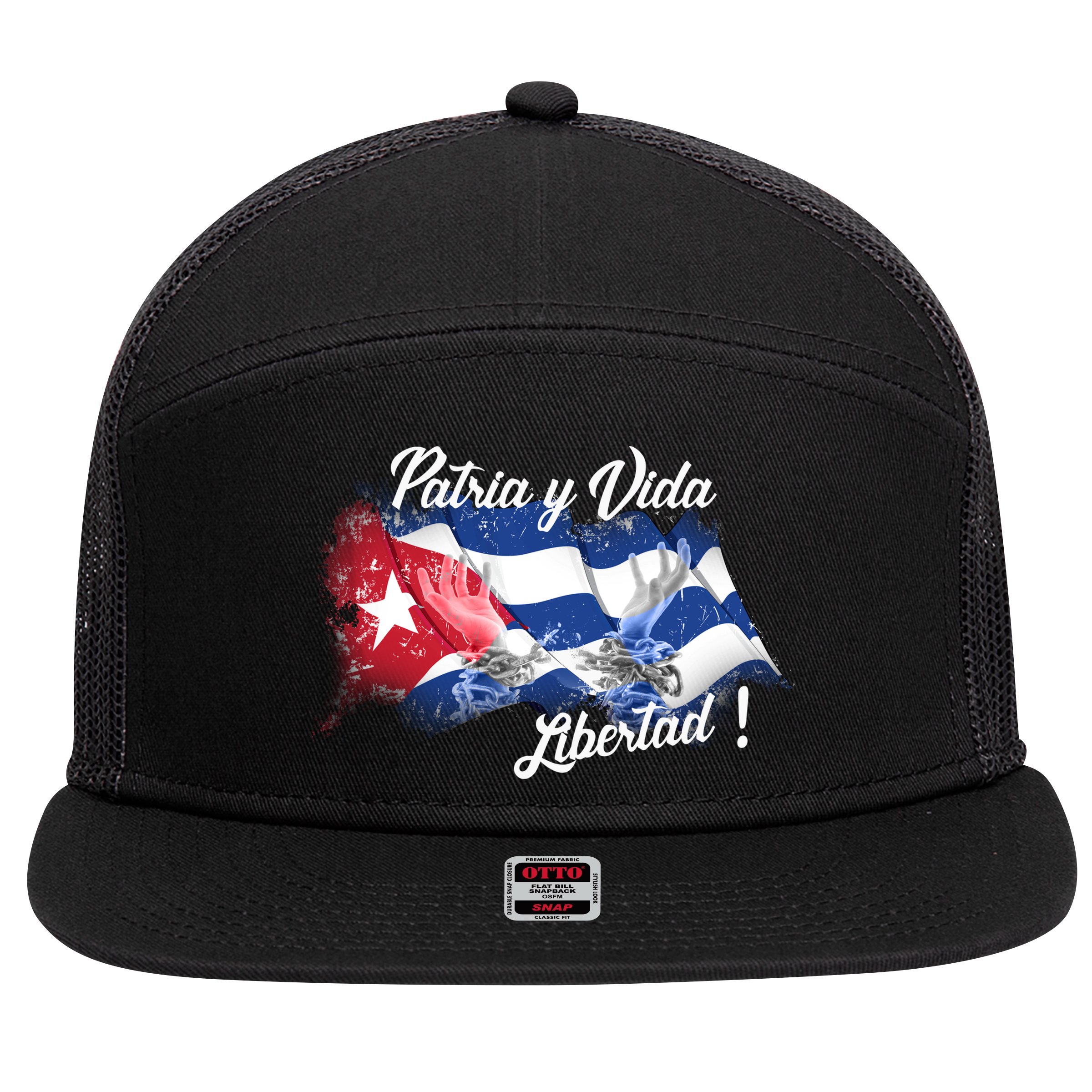 Patria Vida Libertad Cuba 7 Panel Mesh Trucker Snapback Hat