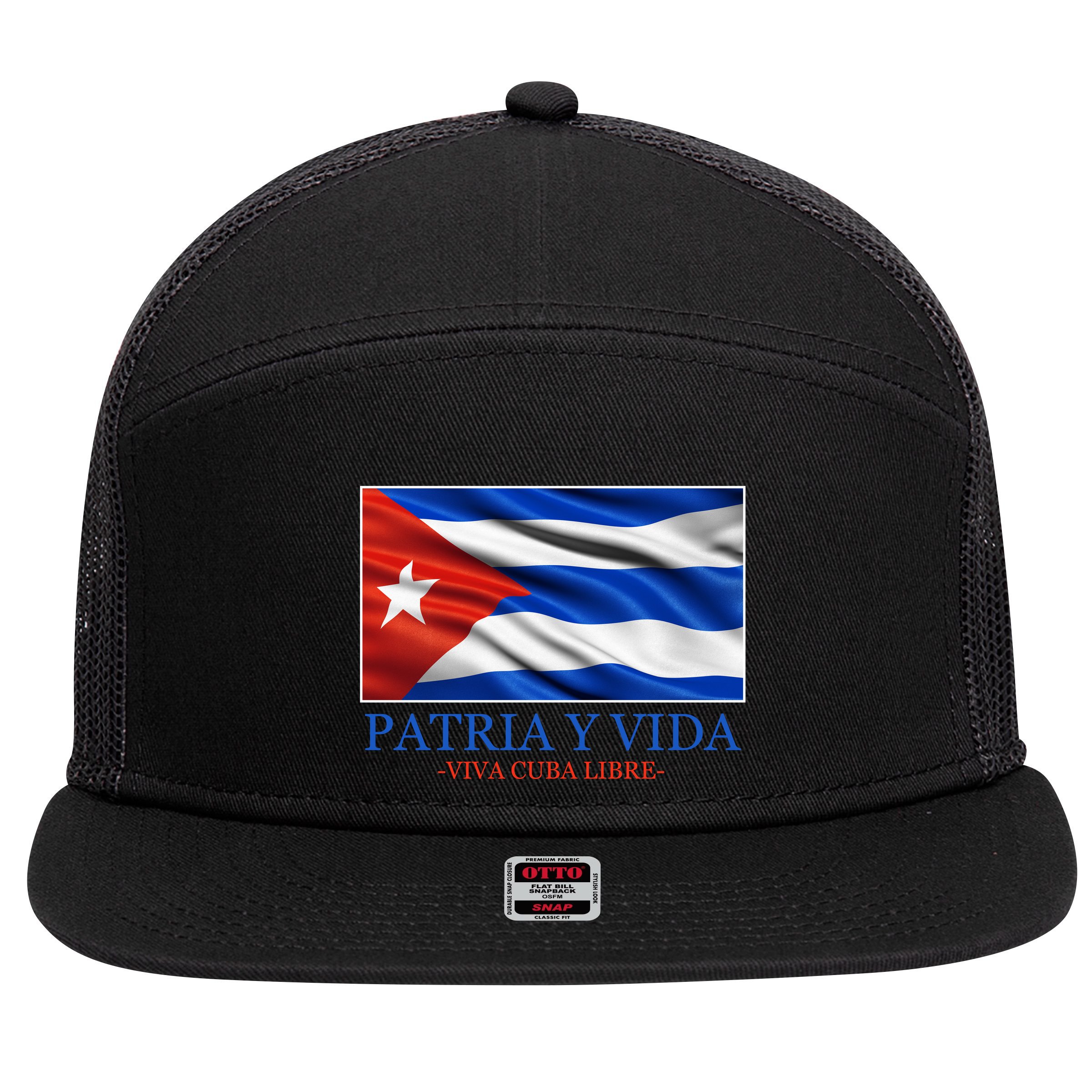Patria Y Vida Viva Cuba Libre 7 Panel Mesh Trucker Snapback Hat