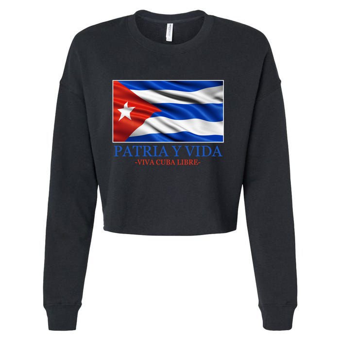 Patria Y Vida Viva Cuba Libre Cropped Pullover Crew