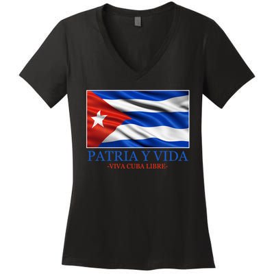 Patria Y Vida Viva Cuba Libre Women's V-Neck T-Shirt