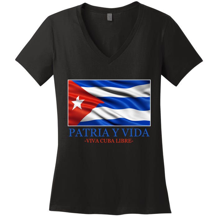Patria Y Vida Viva Cuba Libre Women's V-Neck T-Shirt