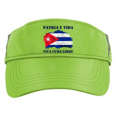 Patria Y Vida Viva Cuba Libre Distressed Cuban Flag Adult Drive Performance Visor