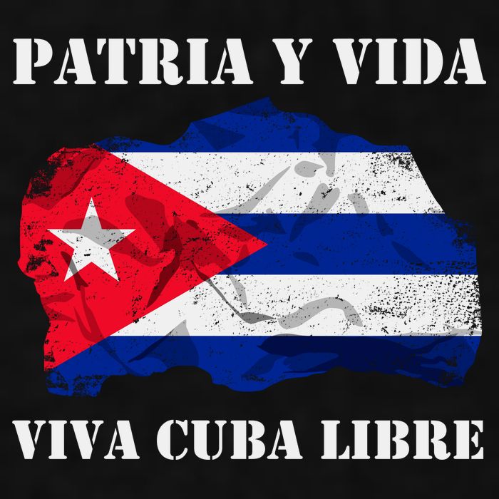 Patria Y Vida Viva Cuba Libre Distressed Cuban Flag Ladies PosiCharge Tri-Blend Wicking Tank
