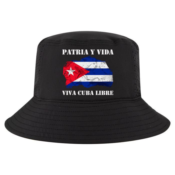 Patria Y Vida Viva Cuba Libre Distressed Cuban Flag Cool Comfort Performance Bucket Hat