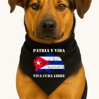Patria Y Vida Viva Cuba Libre Distressed Cuban Flag USA-Made Doggie Bandana