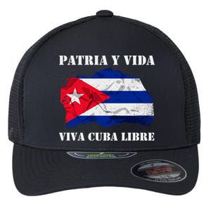 Patria Y Vida Viva Cuba Libre Distressed Cuban Flag Flexfit Unipanel Trucker Cap