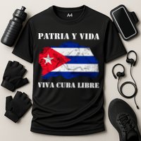 Patria Y Vida Viva Cuba Libre Distressed Cuban Flag Performance Shirt