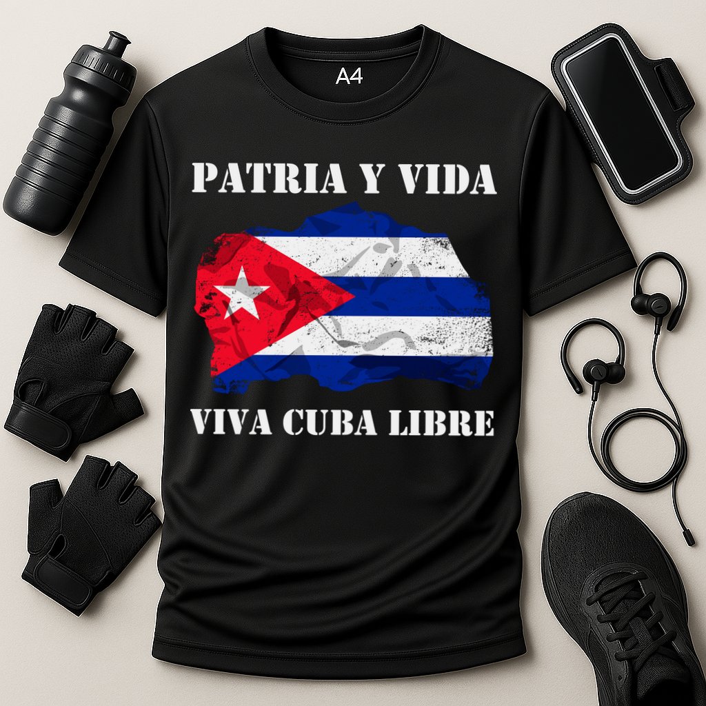 Patria Y Vida Viva Cuba Libre Distressed Cuban Flag Performance Shirt