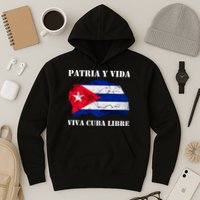 Patria Y Vida Viva Cuba Libre Distressed Cuban Flag Hoodie
