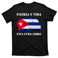 Patria Y Vida Viva Cuba Libre Distressed Cuban Flag T-Shirt