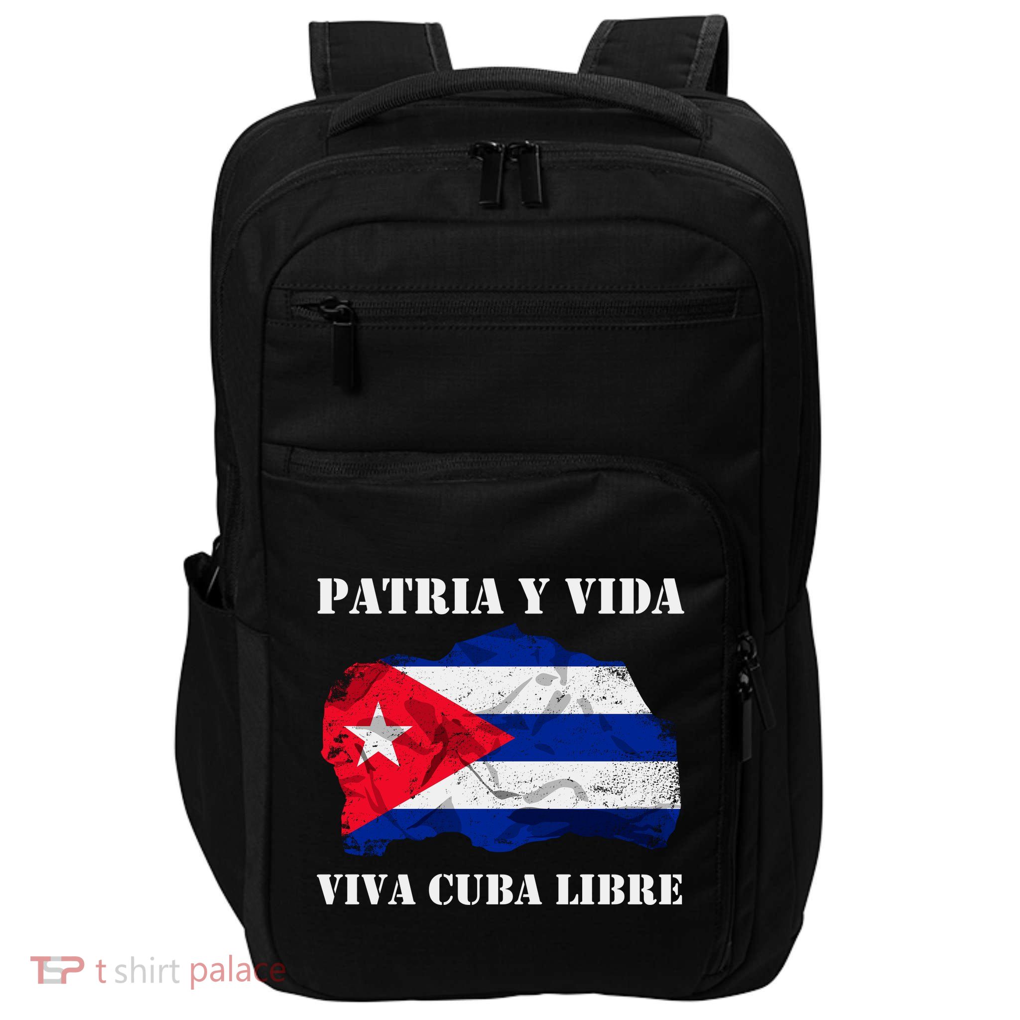 Patria Y Vida Viva Cuba Libre Distressed Cuban Flag Impact Tech Backpack