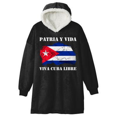 Patria Y Vida Viva Cuba Libre Distressed Cuban Flag Hooded Wearable Blanket