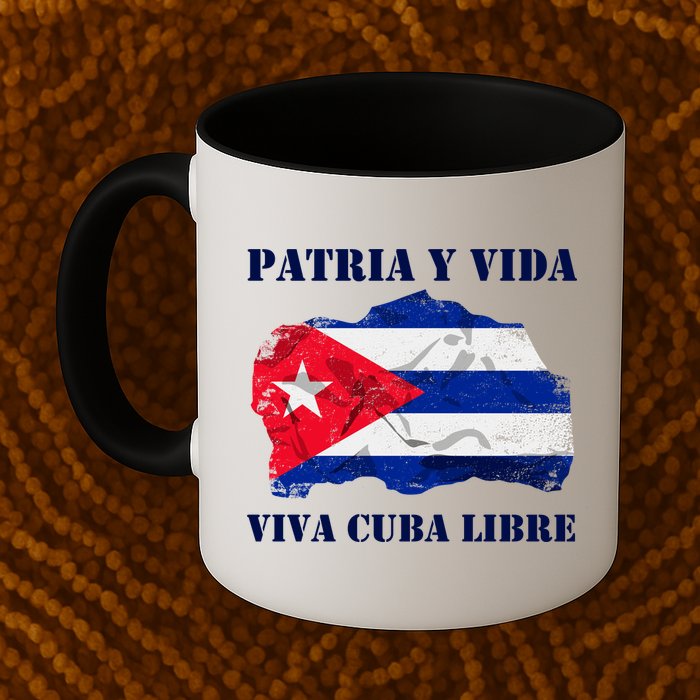 Patria Y Vida Viva Cuba Libre Distressed Cuban Flag Coffee Mug