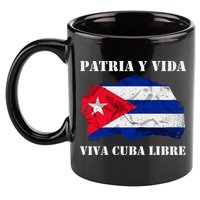 Patria Y Vida Viva Cuba Libre Distressed Cuban Flag 11oz C Handle Ceramic Mug