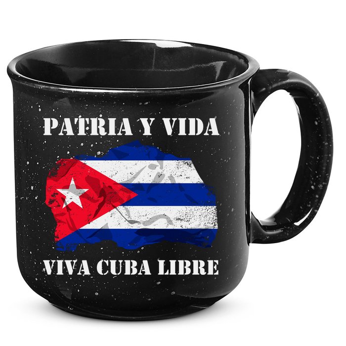 Patria Y Vida Viva Cuba Libre Distressed Cuban Flag 15oz Campfire Ceramic Mug