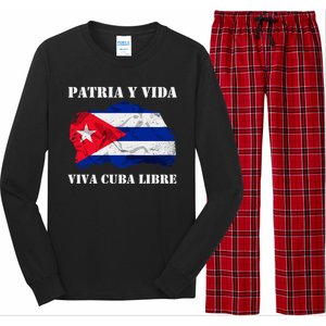 Patria Y Vida Viva Cuba Libre Distressed Cuban Flag Long Sleeve Pajama Set