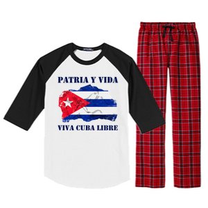 Patria Y Vida Viva Cuba Libre Distressed Cuban Flag Raglan Sleeve Pajama Set