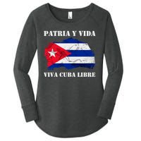 Patria Y Vida Viva Cuba Libre Distressed Cuban Flag Women's Perfect Tri Tunic Long Sleeve Shirt