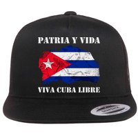 Patria Y Vida Viva Cuba Libre Distressed Cuban Flag Flatbill Hat