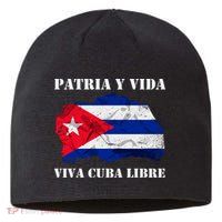 Patria Y Vida Viva Cuba Libre Distressed Cuban Flag Sustainable Beanie