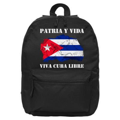 Patria Y Vida Viva Cuba Libre Distressed Cuban Flag 16 in Basic Backpack