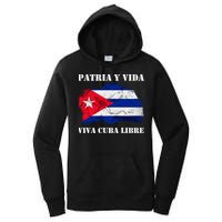 Patria Y Vida Viva Cuba Libre Distressed Cuban Flag Women's Pullover Hoodie