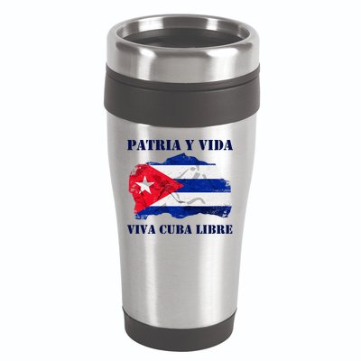Patria Y Vida Viva Cuba Libre Distressed Cuban Flag 16oz Travel Tumbler