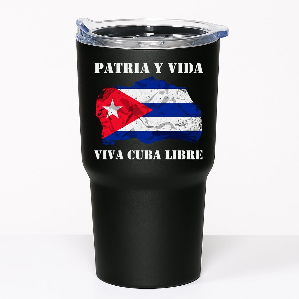 Patria Y Vida Viva Cuba Libre Distressed Cuban Flag Tumbler