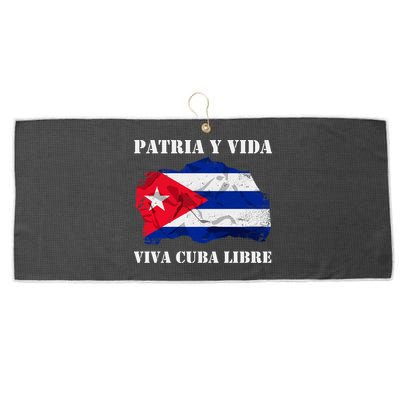 Patria Y Vida Viva Cuba Libre Distressed Cuban Flag Large Microfiber Waffle Golf Towel