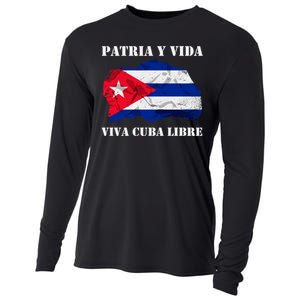 Patria Y Vida Viva Cuba Libre Distressed Cuban Flag Cooling Performance Long Sleeve Crew