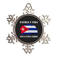 Patria Y Vida Viva Cuba Libre Distressed Cuban Flag Metallic Star Ornament