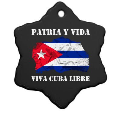 Patria Y Vida Viva Cuba Libre Distressed Cuban Flag Ceramic Star Ornament