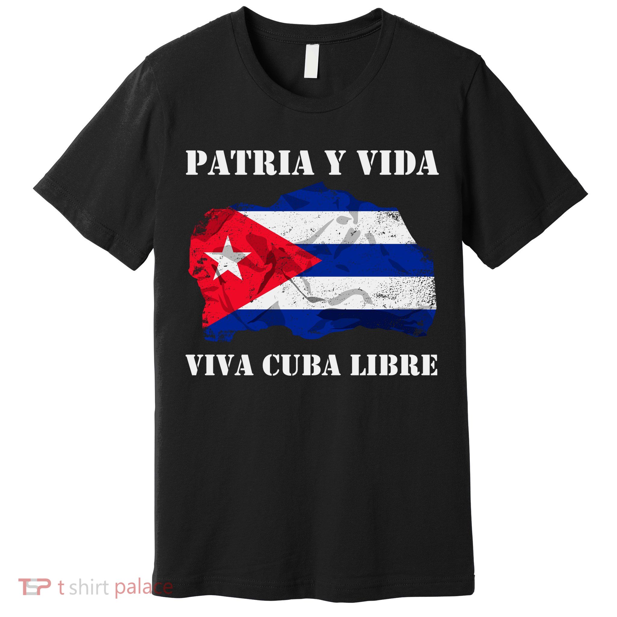 Patria Y Vida Viva Cuba Libre Distressed Cuban Flag Premium T-Shirt