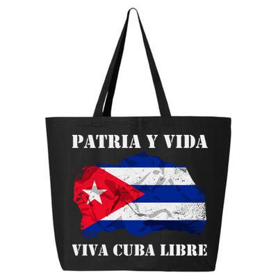 Patria Y Vida Viva Cuba Libre Distressed Cuban Flag 25L Jumbo Tote