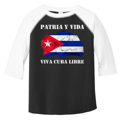Patria Y Vida Viva Cuba Libre Distressed Cuban Flag Toddler Fine Jersey T-Shirt