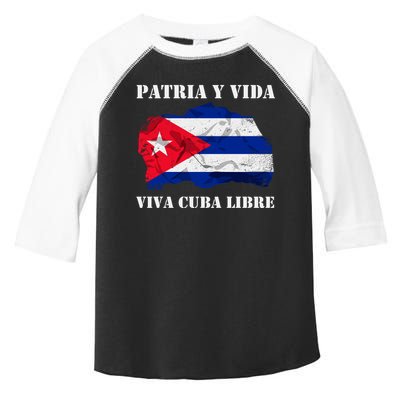 Patria Y Vida Viva Cuba Libre Distressed Cuban Flag Toddler Fine Jersey T-Shirt