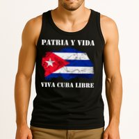 Patria Y Vida Viva Cuba Libre Distressed Cuban Flag Tank Top