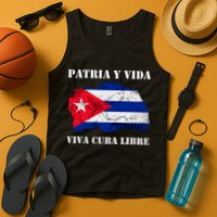 Patria Y Vida Viva Cuba Libre Distressed Cuban Flag Tank Top