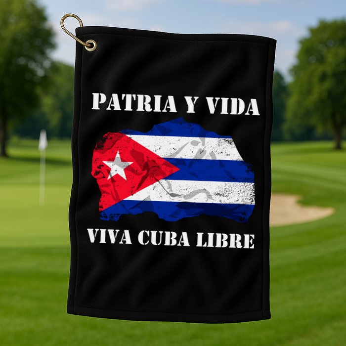 Patria Y Vida Viva Cuba Libre Distressed Cuban Flag Golf Towel