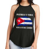 Patria Y Vida Viva Cuba Libre Distressed Cuban Flag Women's Perfect Tri Rocker Tank