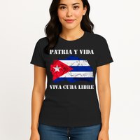 Patria Y Vida Viva Cuba Libre Distressed Cuban Flag Womens T-Shirt