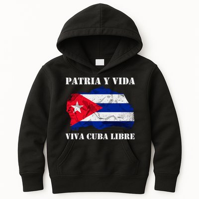 Patria Y Vida Viva Cuba Libre Distressed Cuban Flag Kids Hoodie